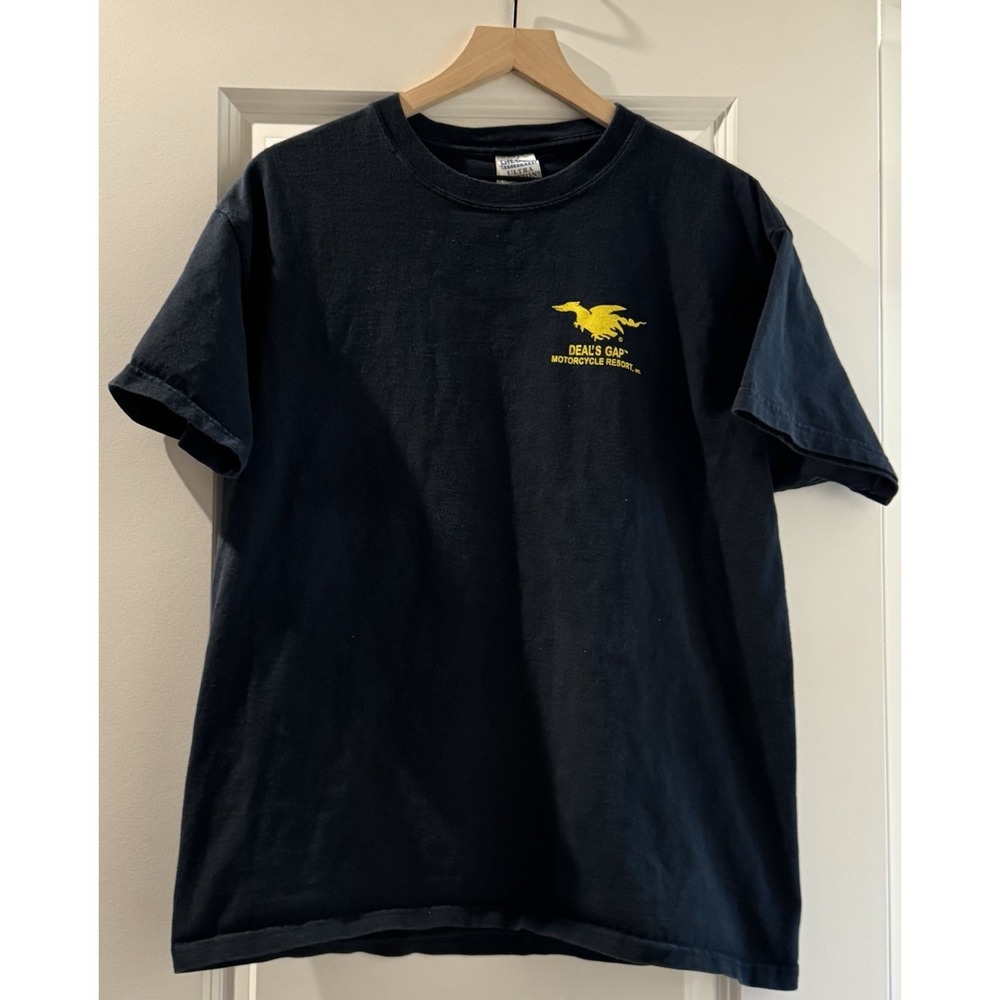 Deals Gap Dragon Slayer Motorcycle Resort Graphic T Shirt Black Mens XL Biker